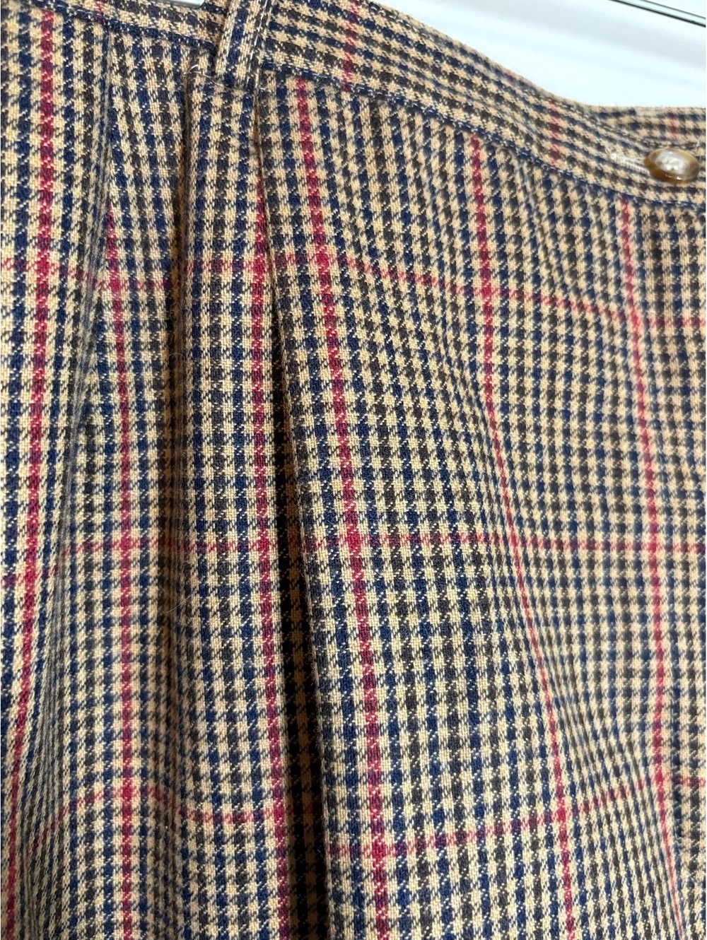 Preston & York Lined Wool Blend Brown & Red Plaid Pants 16W